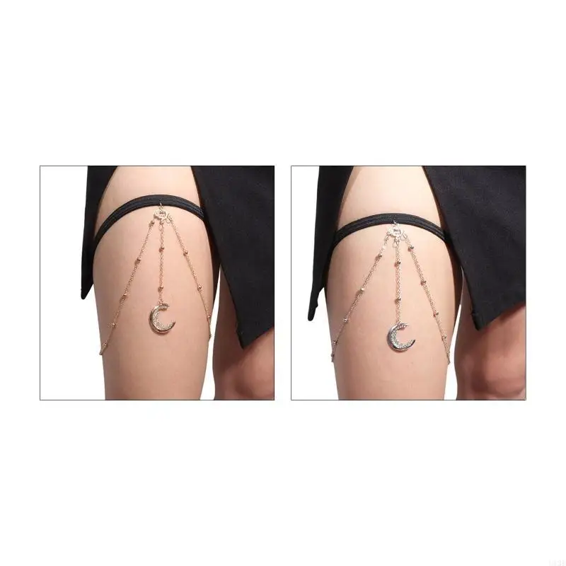 Bentuk Bulan Bintang Rantai Rantai Paha Antislip Belt Dekor Malam