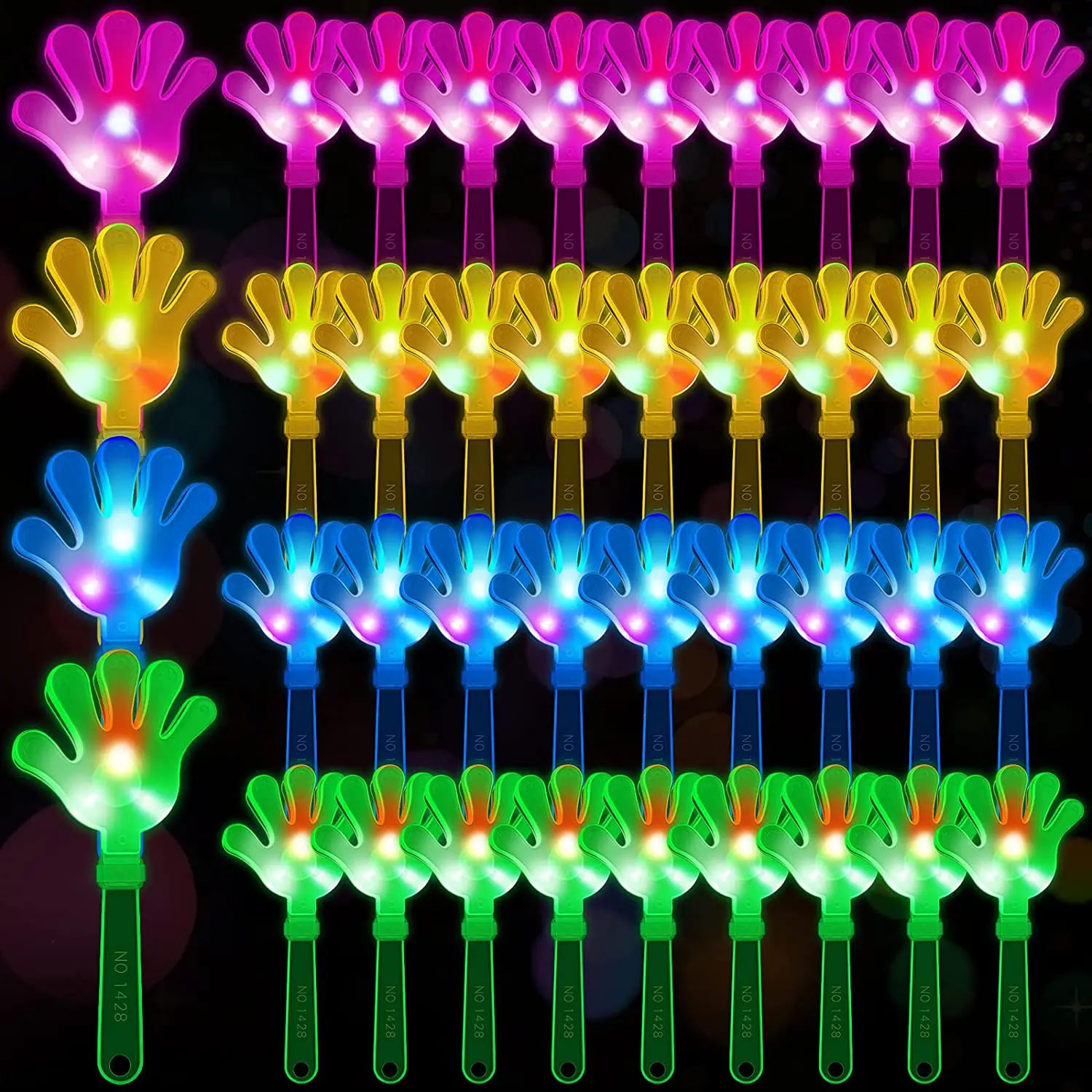 12pcs Hand Clappers Light up LED Clappers Noisemakers Loud Noise Maker Toy Clap Toy for Wedding Birthday Party Favors Supplies