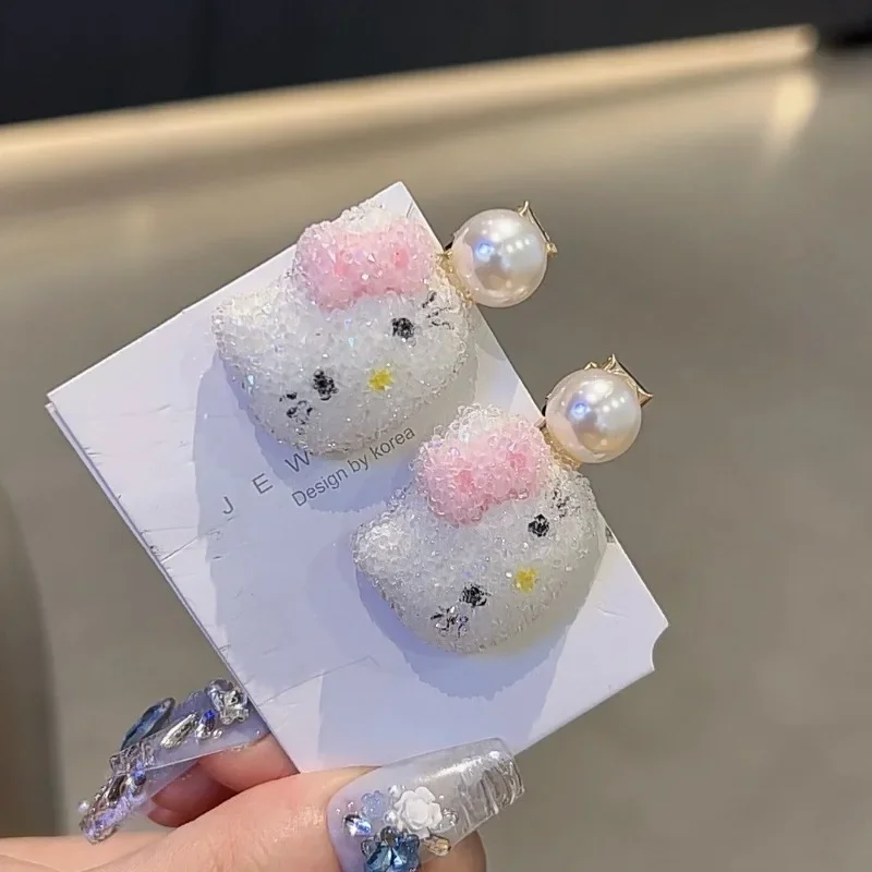 

2pcs Hello Kitty Anime Kawaii Sweet Hair Clip Cute Cartoon Sanrio Ins Kt Cat Y2k Headwear Decoration Lovely Gifts for Girls