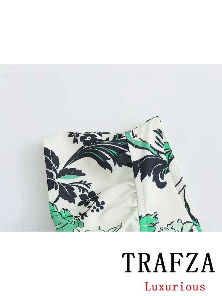 TRAFZA Vintage Flower Print Chic Women Dress Square Collar Flying Sleeve Cami Dress New Fashion 2024 Summer Ruffles Dress