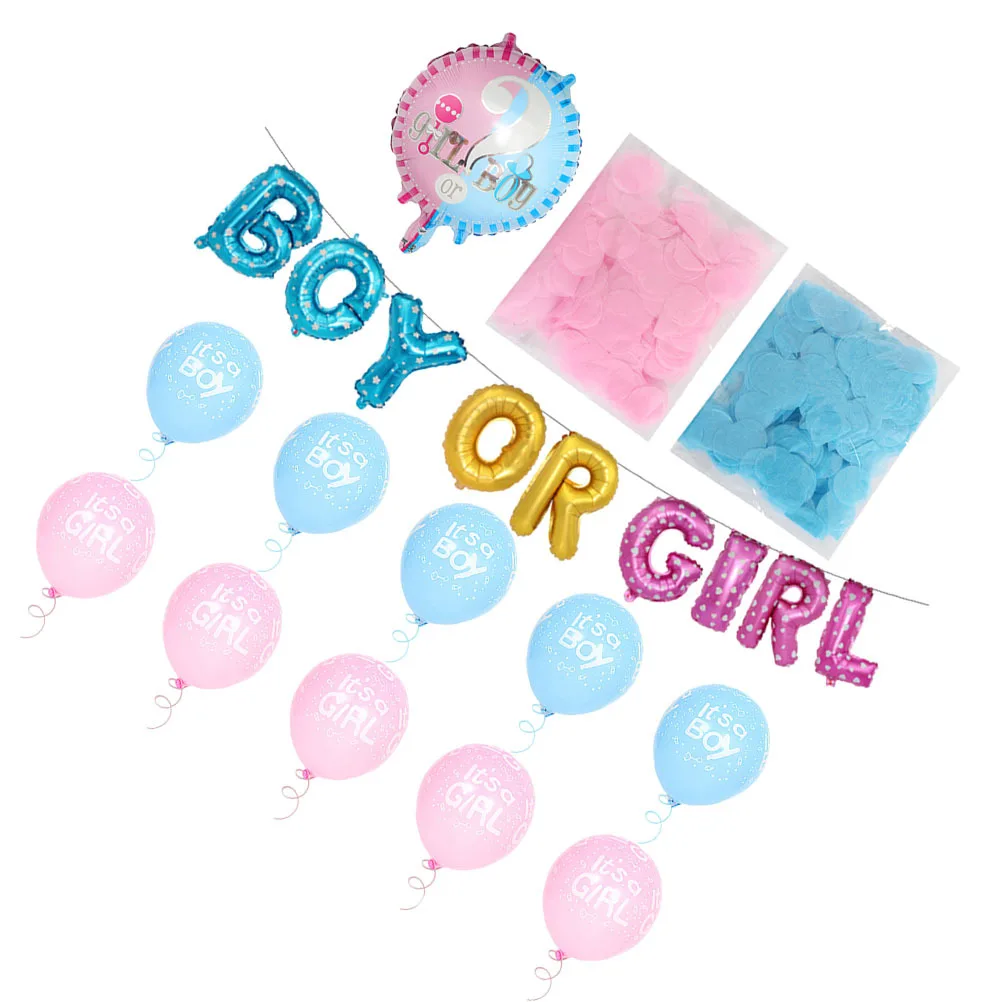 

1Set Gender Reveal Balloon Set 18 Inch Latex Balloons Kit for Shower Party Decoration Surprise Balloon with Confetti Pink