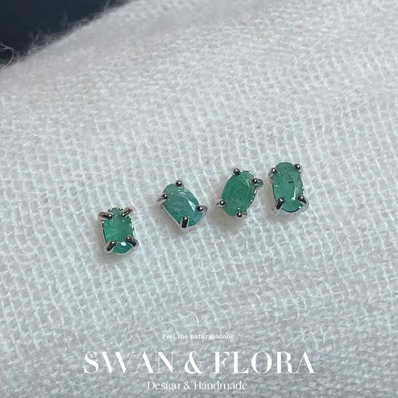 

5*3MM Natural Emerald Earrings 925 Silver Stud Earring For Women 925 Sterling Silver Cute Gift Prevent Allergy Fine Jewelry