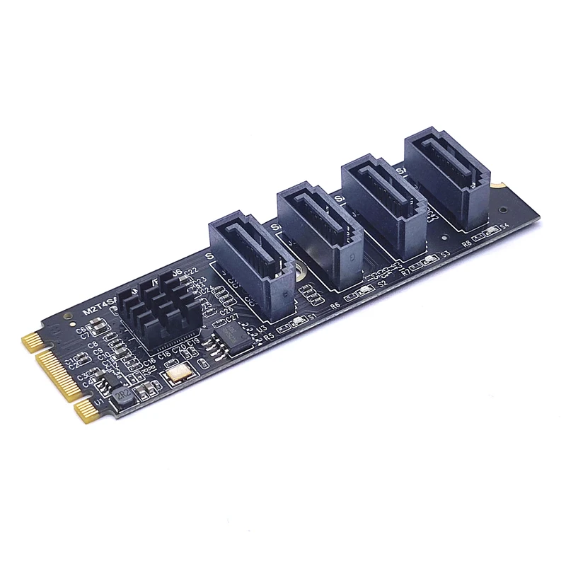 NVME to SATA Expansion Card M.2 NGFF PCIE M Key 4 Port SATA3 M2 SATA 3 Controller Multiplier HDD SSD Adapter Add on Cards for PC