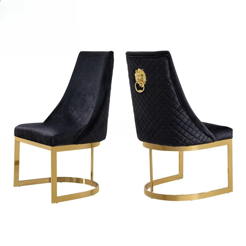 

Light Luxury Dining Chair Premium Back Chair Hotel Coffee High-end Designer Stainless Steel Dining Table and Chair