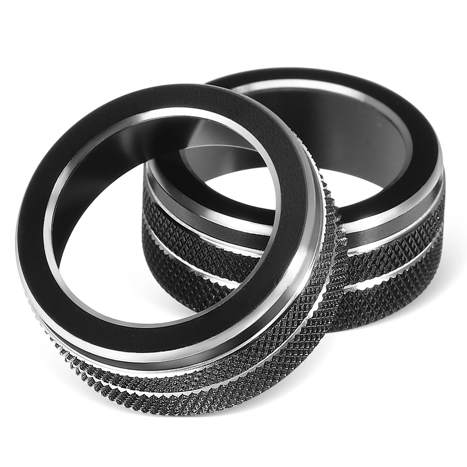 

2pcs Conditioning Knob Decorative Ring Aluminum Alloy Heater Control Center Console Car Climate Control Knob Cover Car