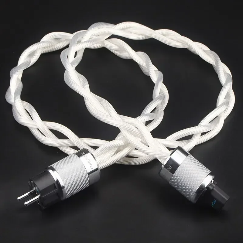 HiFi Audio Power Cable 5N OCC Silver Plated Copper C13 AC Power Cord Carbon Fiber AU & US & EU Plug