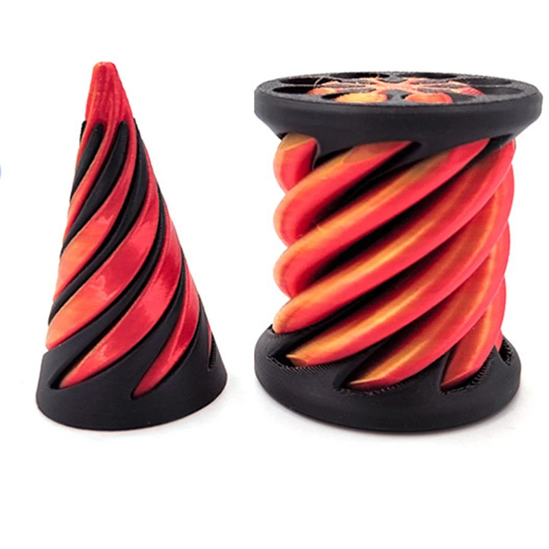 3D Printed Spiral Cone Toy Impossible Pyramid Passthrough Sculpture Pass Through Pyramid Fidget Toy Mini Vortex Thread Illusion