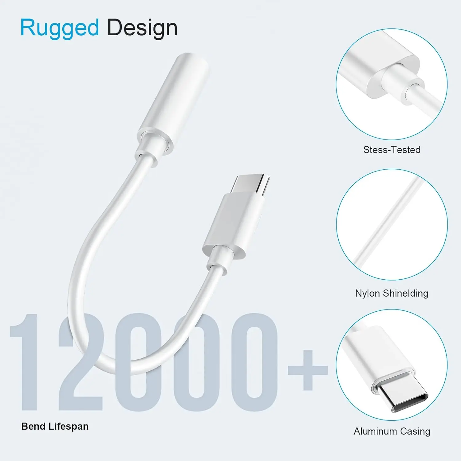 4 قطع محول سماعة رأس USB-C إلى 3.5 ملم، كابل Aux Audio Dongle، متوافق مع Samsung S20/S20+/S20 Ultra، Pixel 4/4XL والمزيد #4