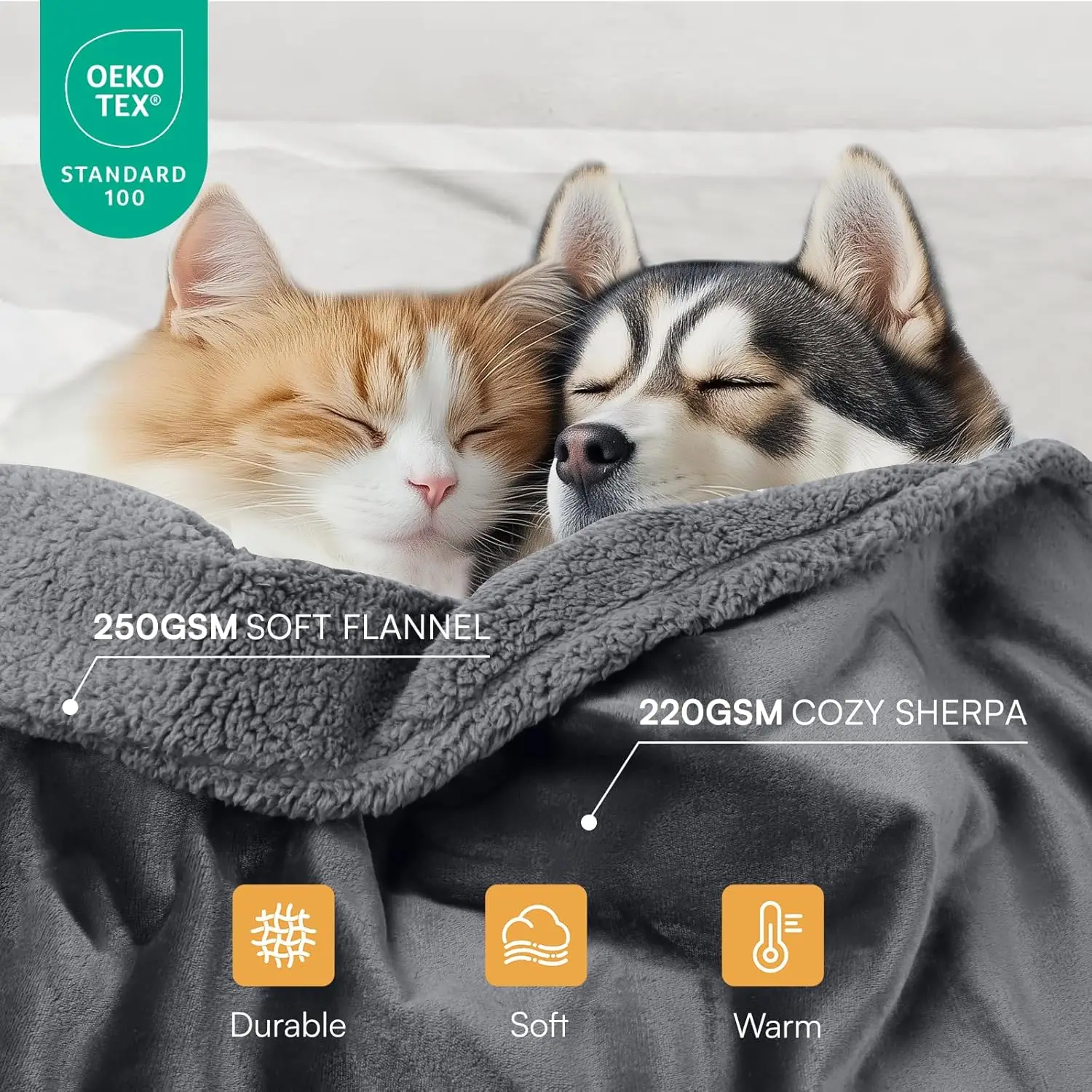 بطانية مقاومة للماء للحيوانات الأليفة، غطاء أريكة للكلاب من صوف شيربا قابل للعكس، مقاوم للسوائل للكلاب والقطط الصغيرة والكبيرة، رمادي داكن 40 × 2 #3