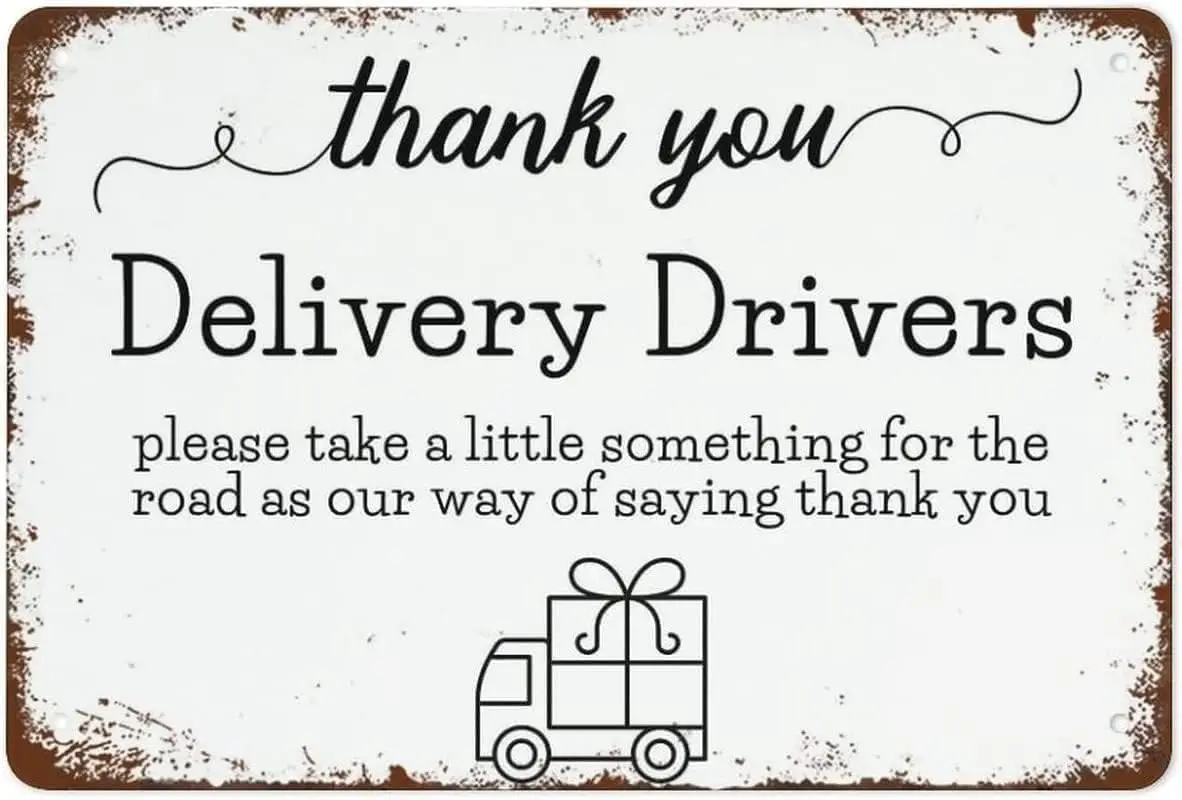 Y1,Retro Tin Sign Wall Decor Delivery Thank You Driver For Room Cafe Restaurant Office Metal Signs