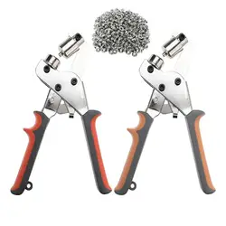 Grommet Tool Kit Handheld Hole Punch Pliers Portable Grommet Hand Press Machine Manual Puncher w/ Silver Grommets of 10.5mm
