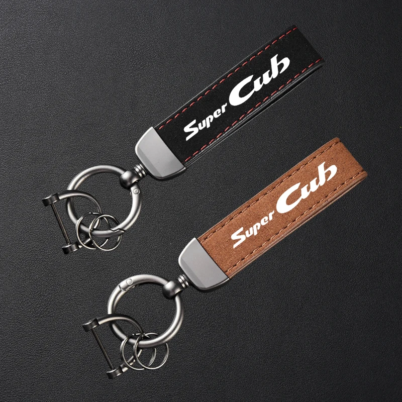 For Honda Super CUB C70 90 110 C125 2025 Accessories High-Grade Leather Suede Keychain Motorcycle Keyring