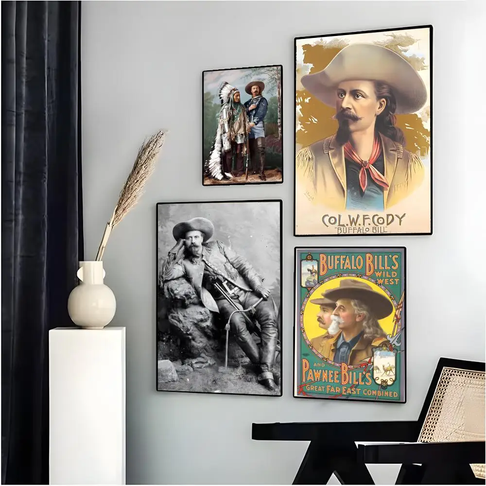 Vintage W-William Frederick B-Buffalo Bill Cody Wild West Style Poster Wall Art Print Decorative Mural Home Decor Gift Unframed