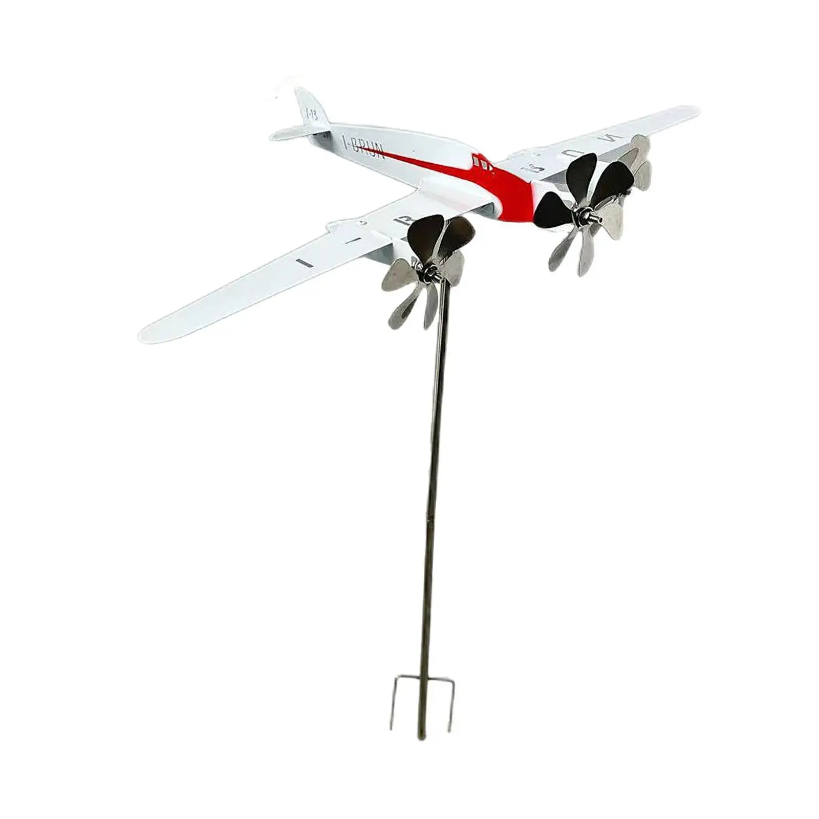 Airplane Wind Spinner Modern Metal Windmill Garden Sculpture Ornament for Outdoor Yard Decor