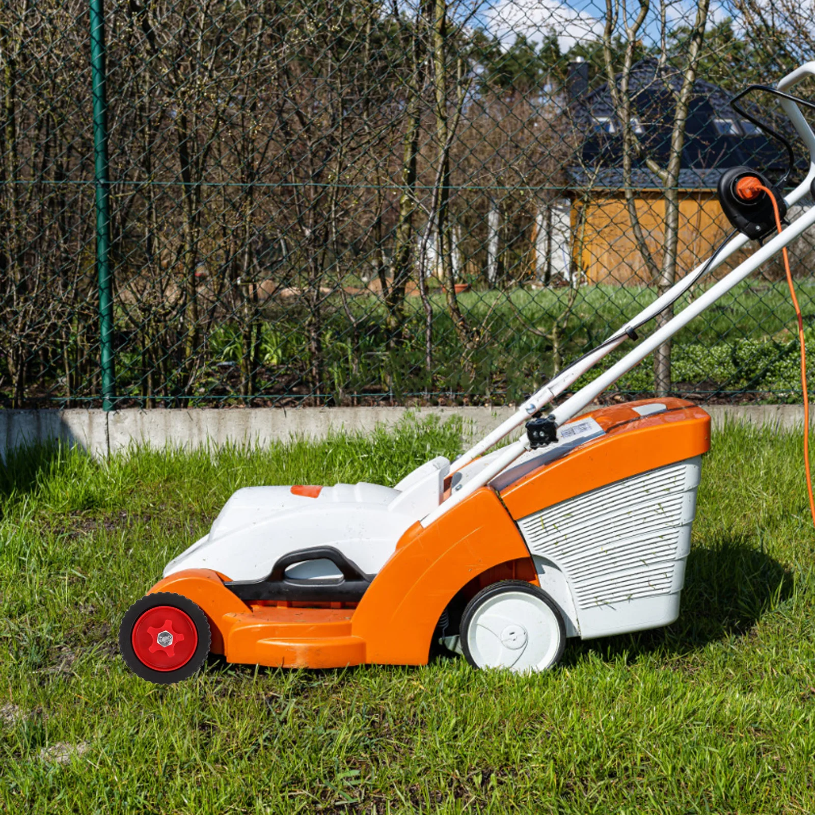 

2Pcs Lawn Mower Auxiliary Wheels Wheels Quick Installation Plastic Replacement Wheel for Garden Trimmer Lawn