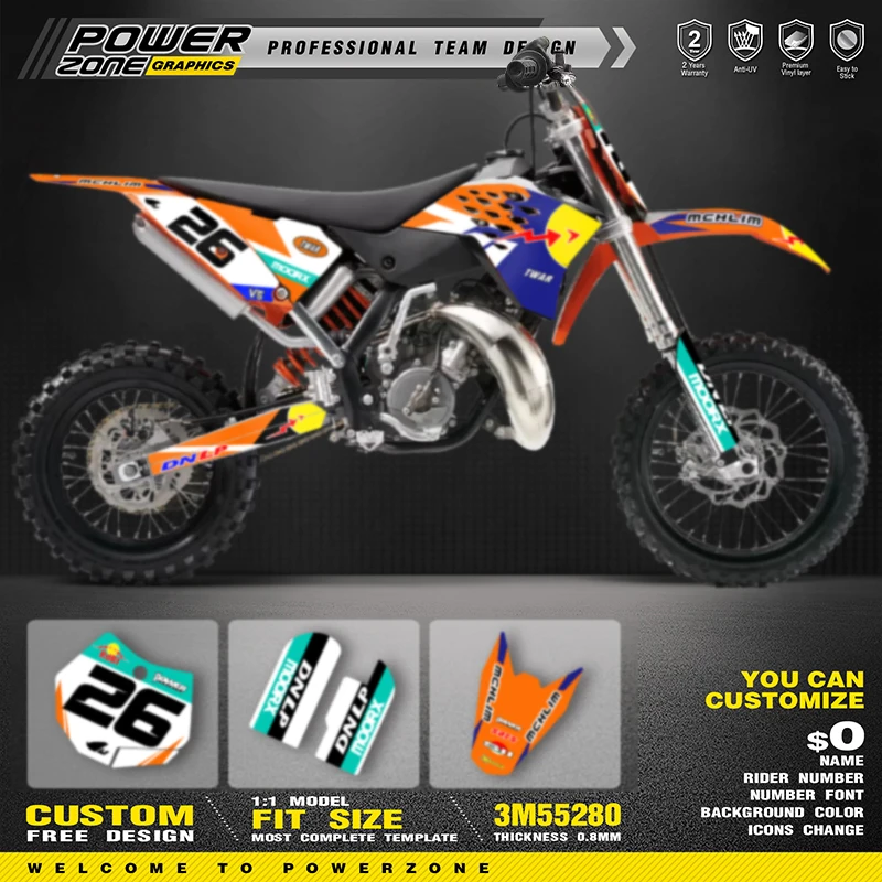 

PowerZone Custom Team Graphics Backgrounds Decals For Stickers Kit For KTM SX65 2009 2010 2011 2012 2013 2015 SX65cc 01