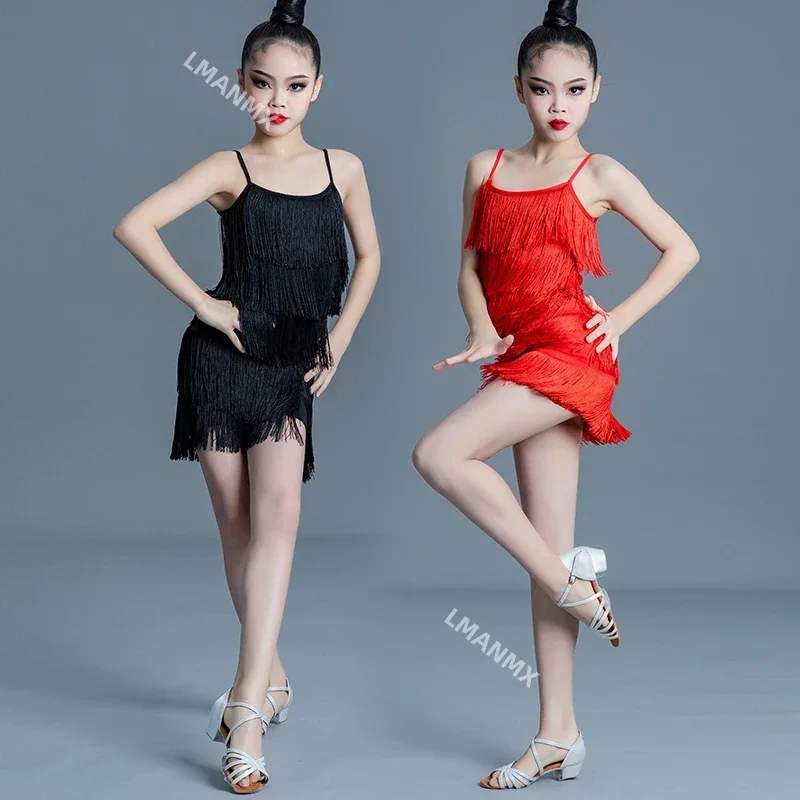 Latin Dance Dress girl Diamond Tassel Professional Competition Suit Adult Children High-end Custom Stage Costume Tango Costume