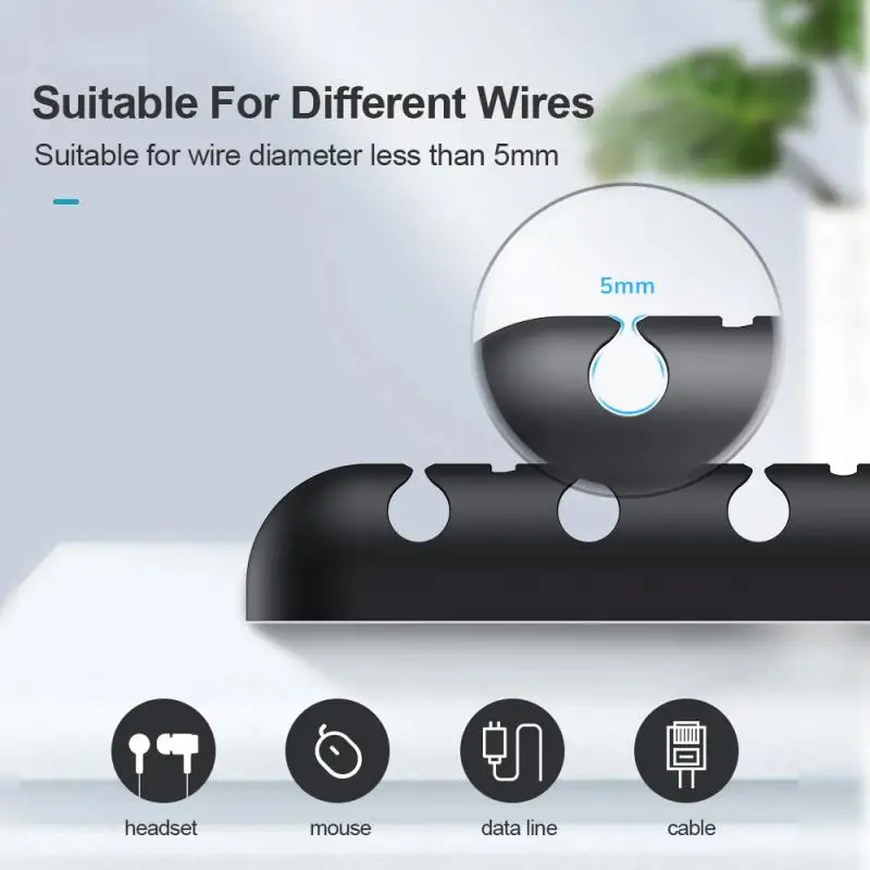 Cable Organizer Silicone USB Cable Winder Flexible Cable Management Clips for Mouse Earphone Holder