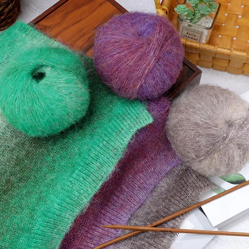 250g/set Colorful Mohair Yarn for Hand Knitting Crochet Scarf Shawl Coats Bags Hats DIY Soft Gradient Thread Warm Comfortable