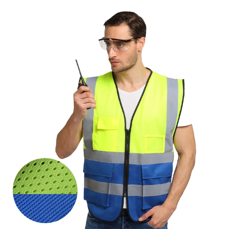 High Visibility Two Tone Mesh Reflective Vest Fluorescent Riding Safety Vest Racing Sleeveless Jacket