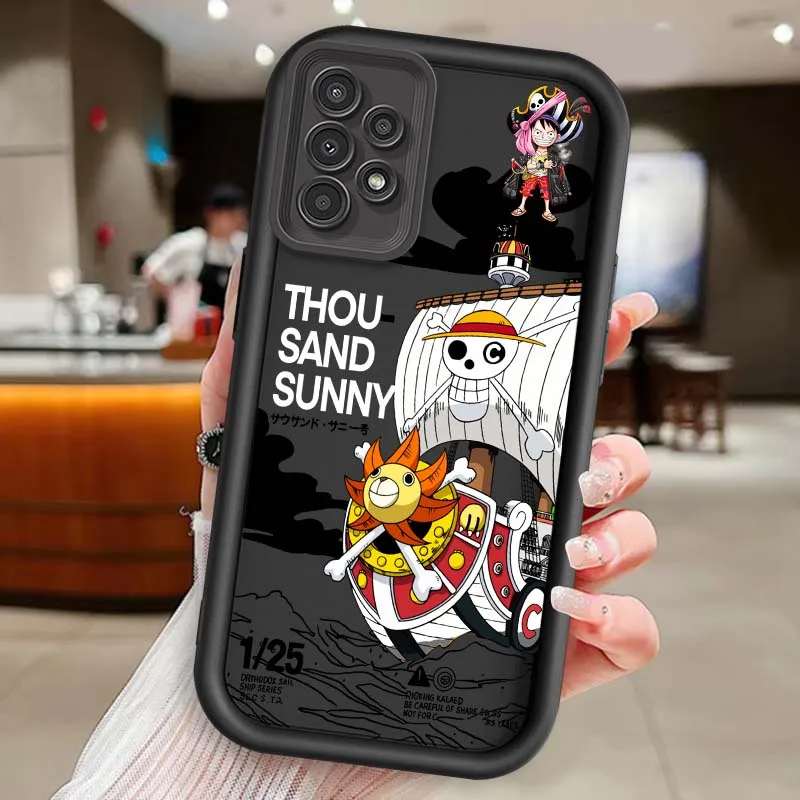 Dibujos animados de una pieza Zoro Art para Samsung A73 A72 A56 A55 A54 A53 A35 A32 A25 A24 A23 A21s A14 A05 5G caja de teléfono con escalera ocular