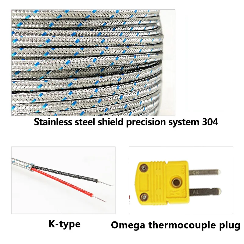 Termopar plegable tipo K, cable de Sensor de temperatura de 1mm/2mm/3mm-8mm, diámetro de 100/200/300mm, WRNK-191 de 0-1100 grados