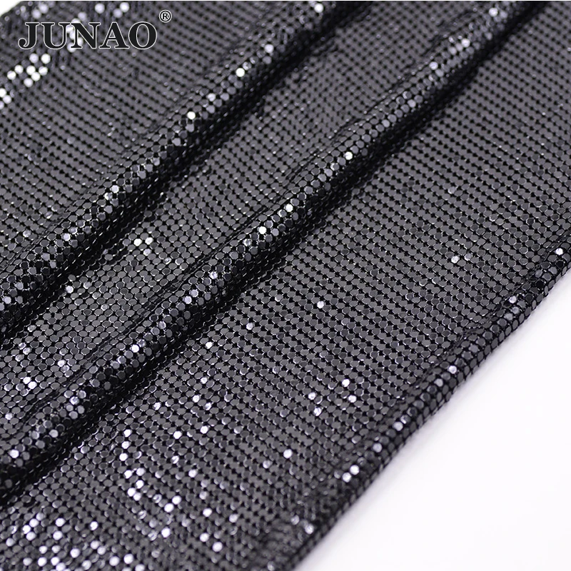 Junao 45*150 Centimetri di Alluminio Colorato Maglia Finiture in Metallo Tessuto di Strass Copriletto di Cristallo Appliques per Il Fai da Te