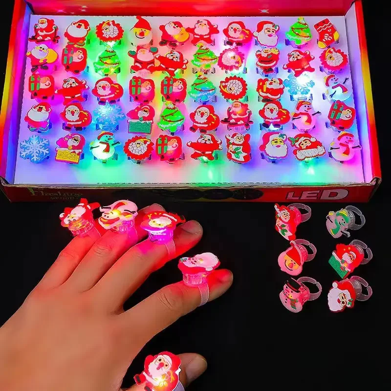 

50/500Pcs Mini LED Cartoon Light Up Finger Ring Toys Kids Birthday Party Wedding Guest Gift Souvenir Christmas Halloween Gifts