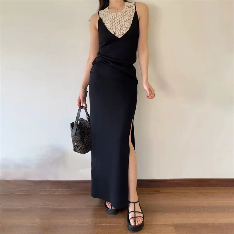

Women's skirt New elastic waist slim pencil skirt for summer 2025 Asymmetric slit women's half skirt Casual versatile long skirt