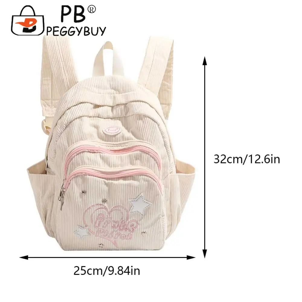 Plecak sztruksowy moda plecak dla studentów Y2K stylowy plecak uroczy modny nastolatek Daypack z wieloma kieszeniami na podróże na świeżym powietrzu