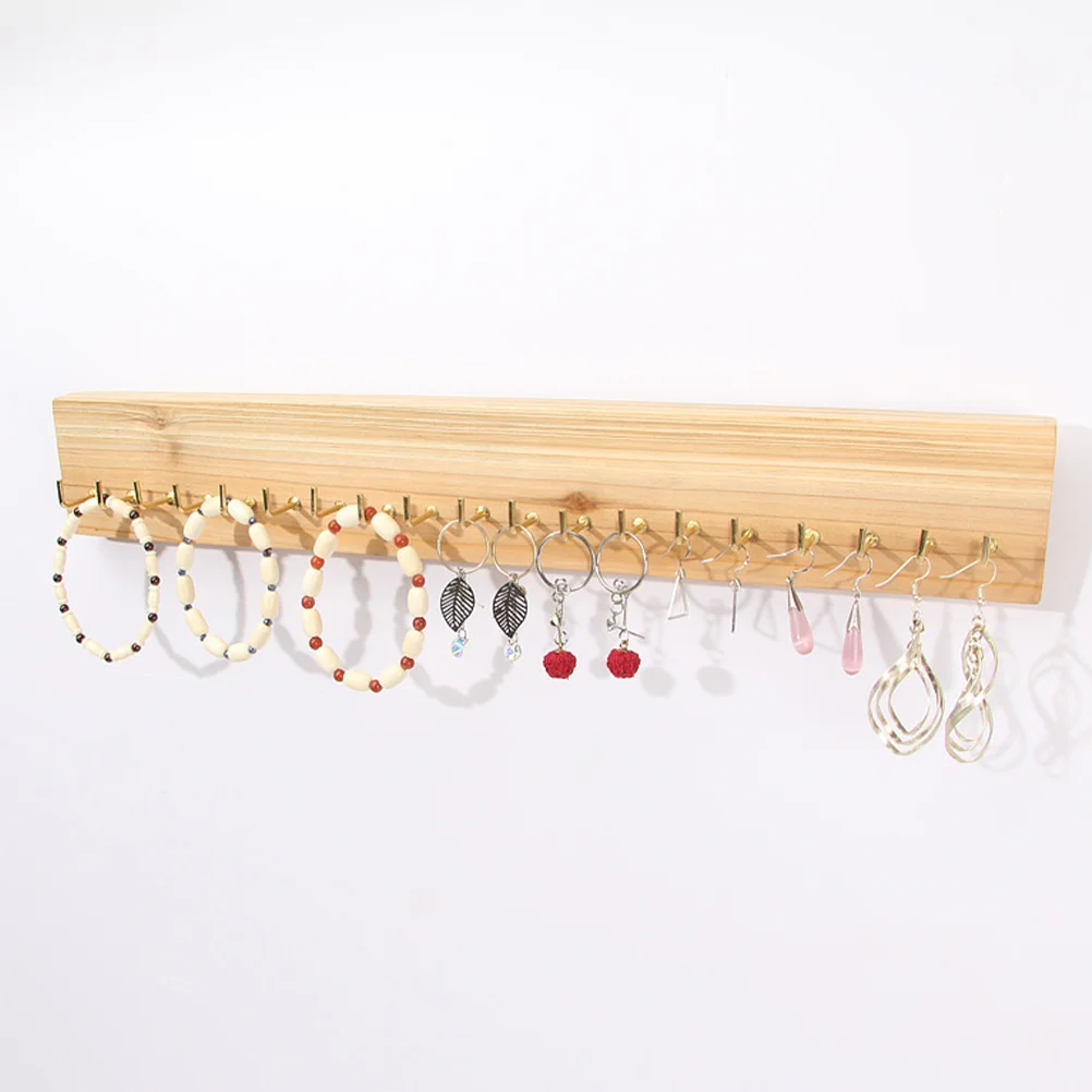 

1pc Wooden Jewelry Rack Storage Hook Earring Hanging Holder Display Stand Decorative Necklace Shelf Wall Hanger For Home