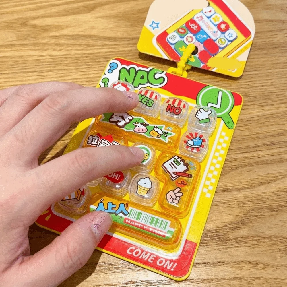 Mini Keyboard 14-Key Fidget Keyboard Keychain Cartoon Print Creative Keyboard Click Button Decompression Accessories Gift