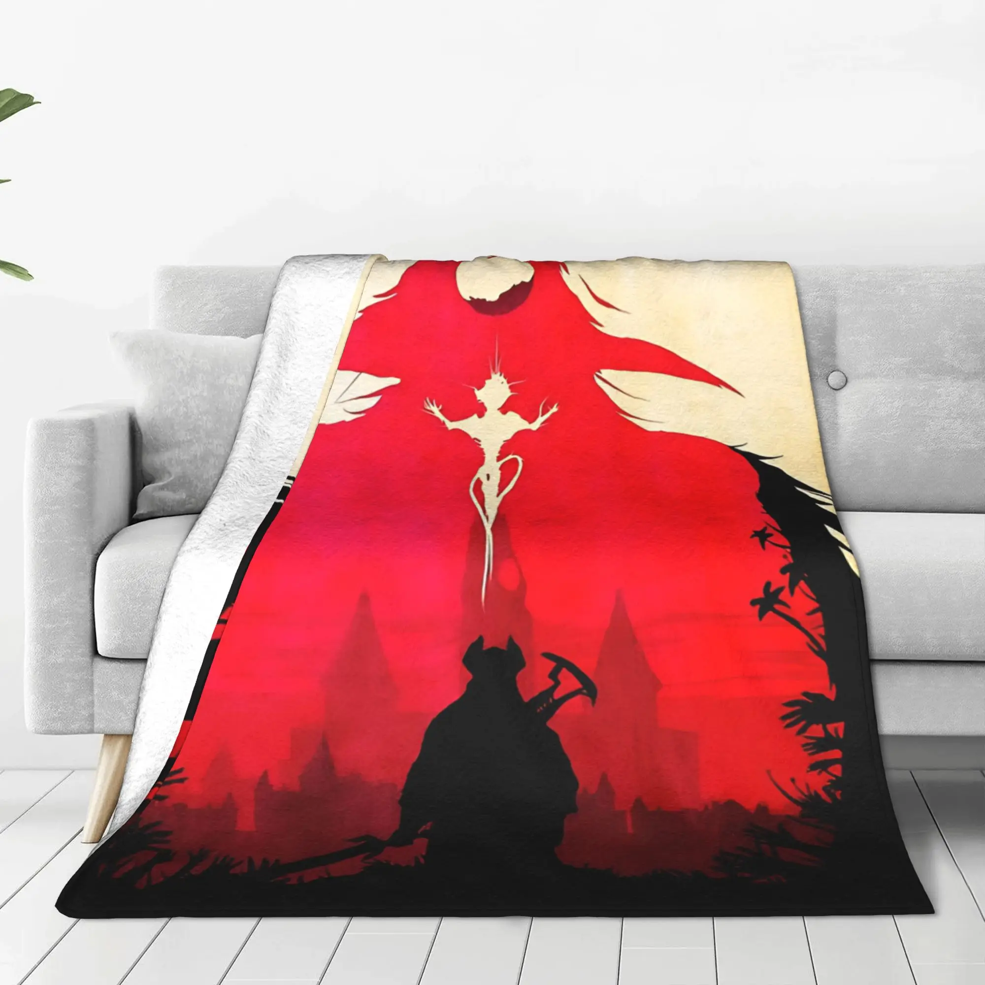 1PC Home Cutecore Dark Fantasy Gothic Bloodborne Blanket Super Cosy Plush Home Living Room Sofa Halloween