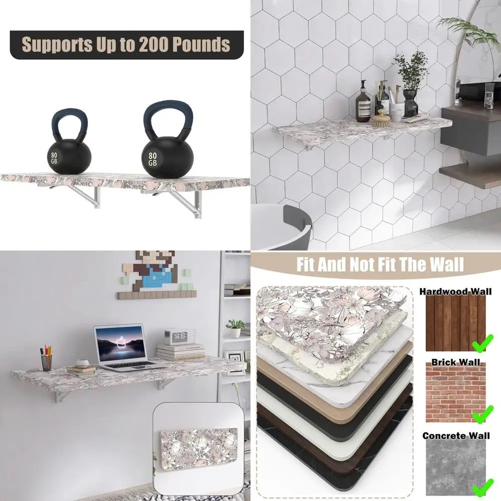 

Компактный складной стол с прочными кронштейнами, вмещает 200 фунтов, 40x16, идеально подходит для дома, офиса, автофургона, прочное настенное крепление (лето F)