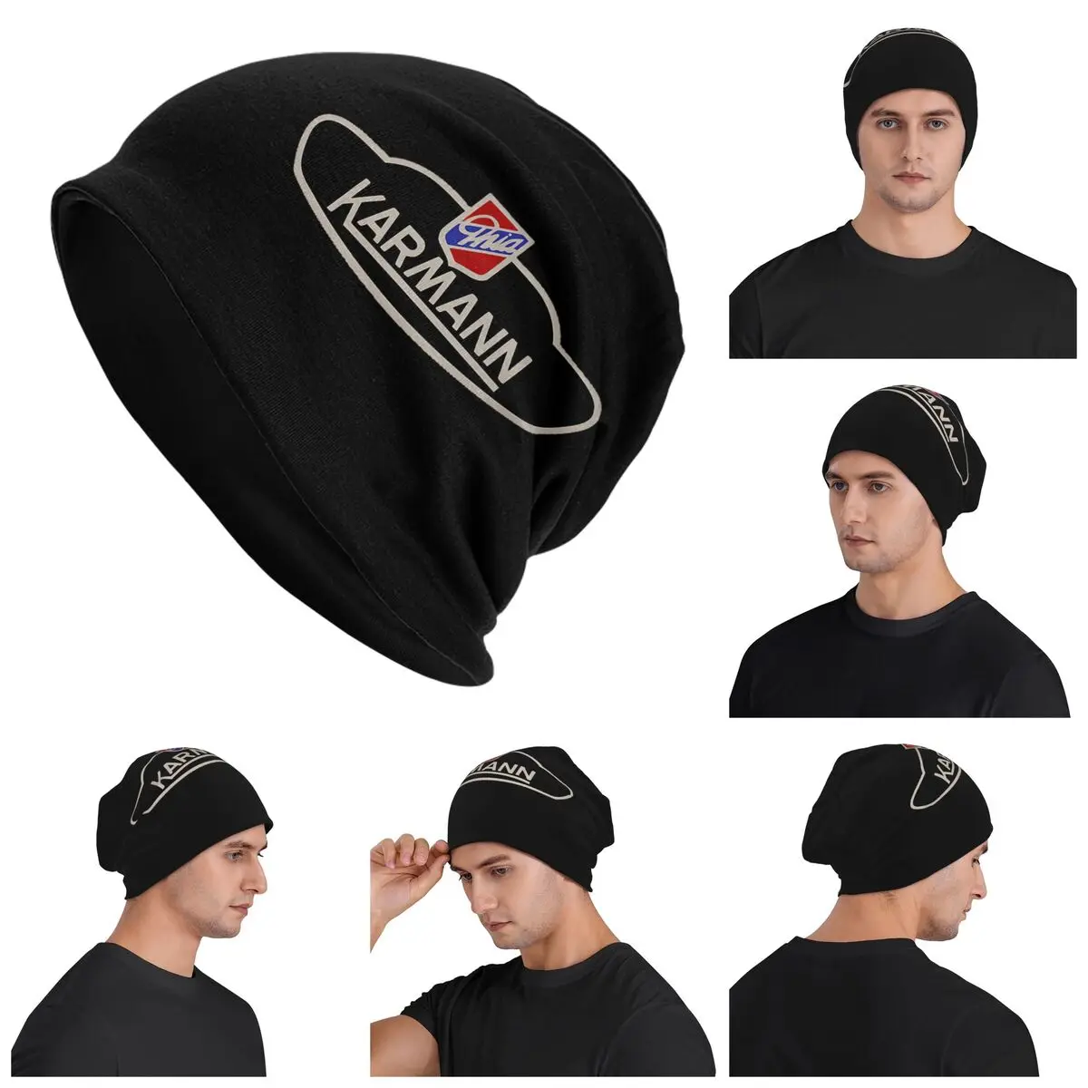 

Karmann Ghia Emblem Warm Knitted Cap Hip Hop Bonnet Hat Autumn Winter Outdoor Beanies Hats for Men Women Adult