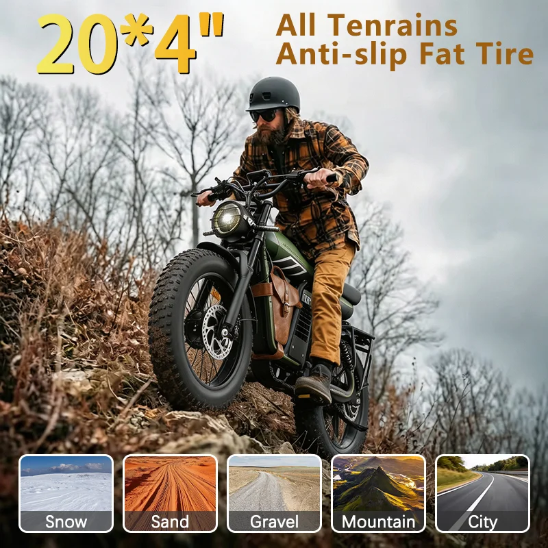 40MPH 20Inch Electirc Bicycle 2500W Adult Electric Bike 52V 29Ah Removable Battery 60 Miles Max Range Electric Mountain Bike