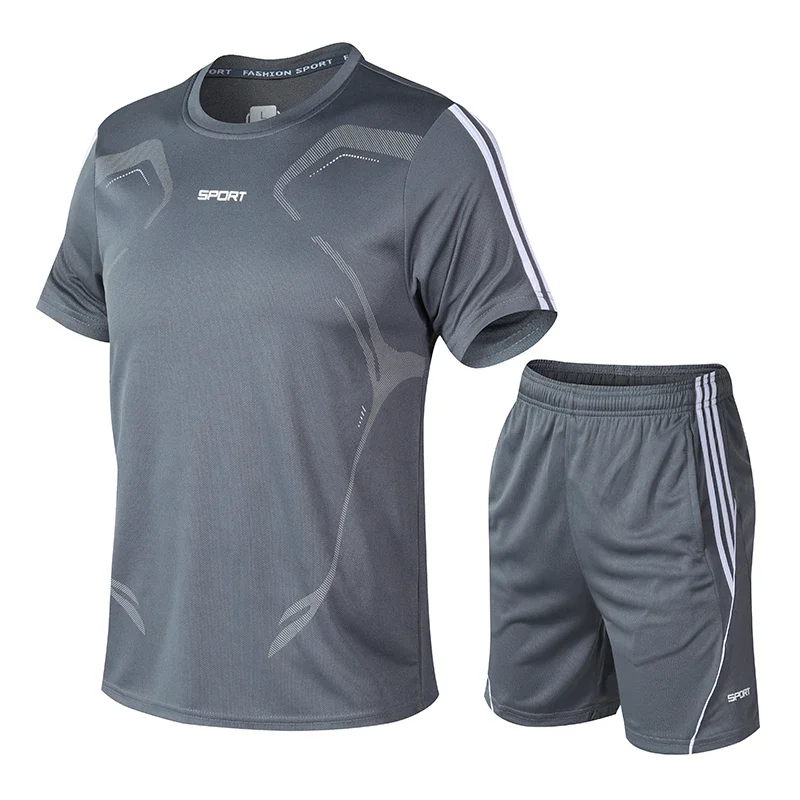 Ensemble de sport de basket-ball pour hommes, séchage rapide, absorbant la transpiration, t-shirt à manches courtes, objectifs, combinaison de course, été, ensemble 2 pièces