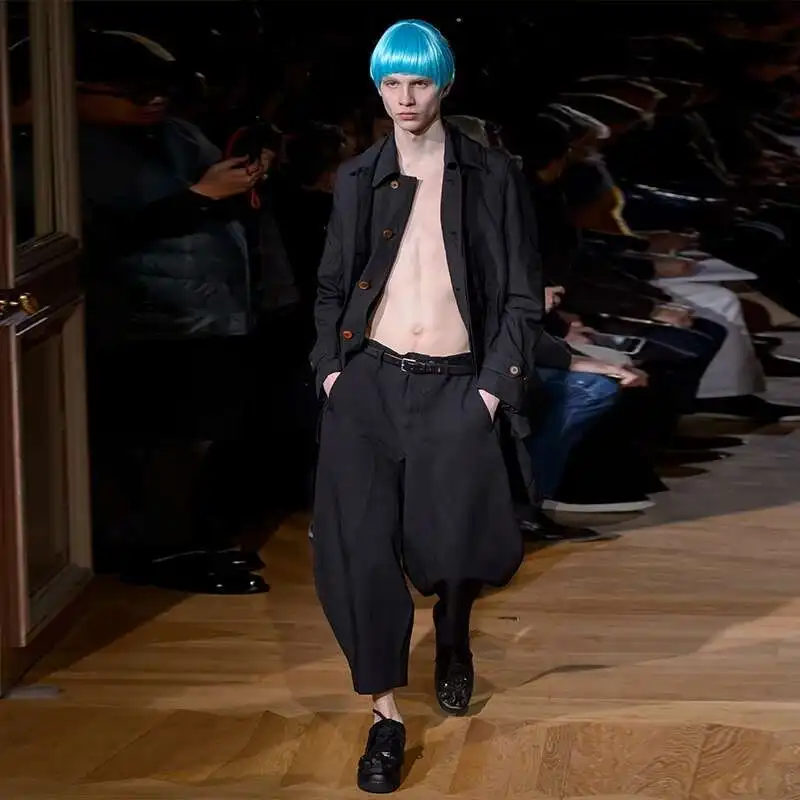 Product And Summer Men's American High New Spring 2025 European End Custom Simple Popular Solid Color Double Big Pocket Long