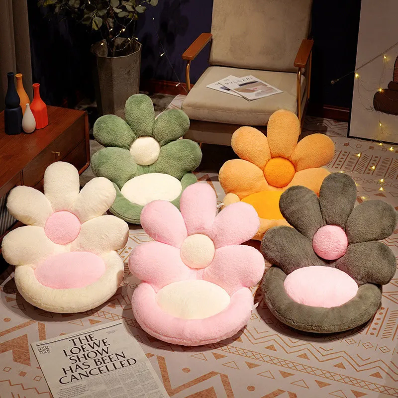 Flower-shaped Cushion for Office Chair Plush Sunflower Petals Butt Pad Ergonomic Seat Cushion Long Sitting Dorm Room Decoration