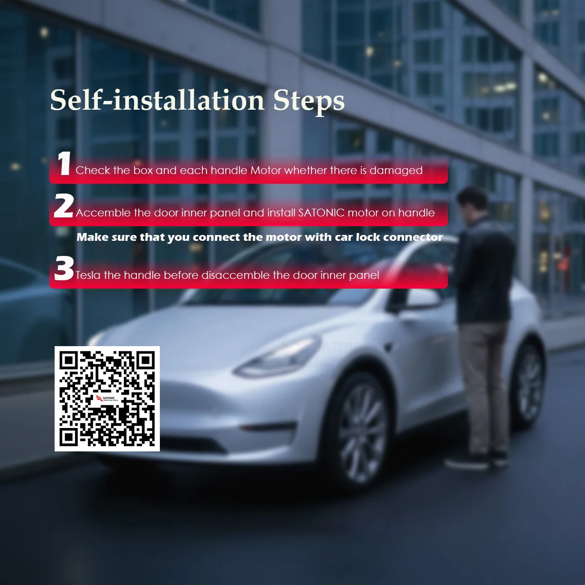SATONIC Automatische Türgriffe für Tesla New Model Y YL Model 3 Highland, kabellose, werkseitig montierte Türgriffe – Detail 14