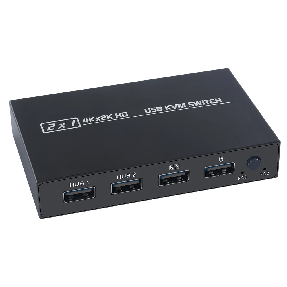 USB KVM Switch USB 2.0 Switcher HDMI-compatible KVM Switch 2 In 1 Out 4K for 2 PC Sharing Keyboard and Mouse EDID / HDCP Printe
