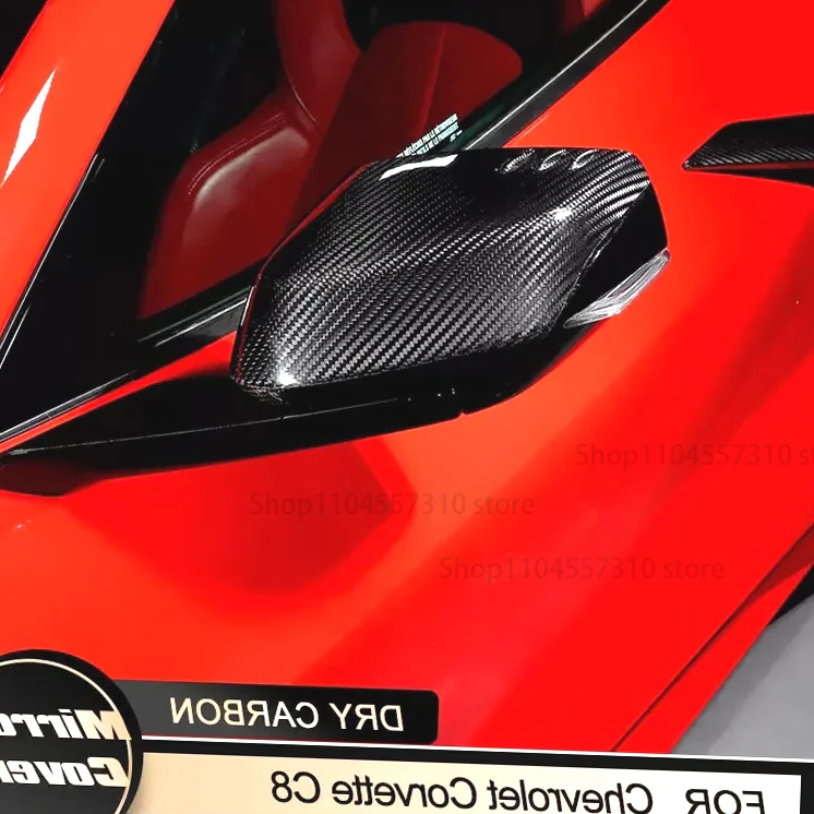 

New！ Car Rear View Mirror Cover Caps for Chevrolet Corvette C8 Stingray 2020-2024 Add On Side Mirror Shells Kits Prepreg Dry Car