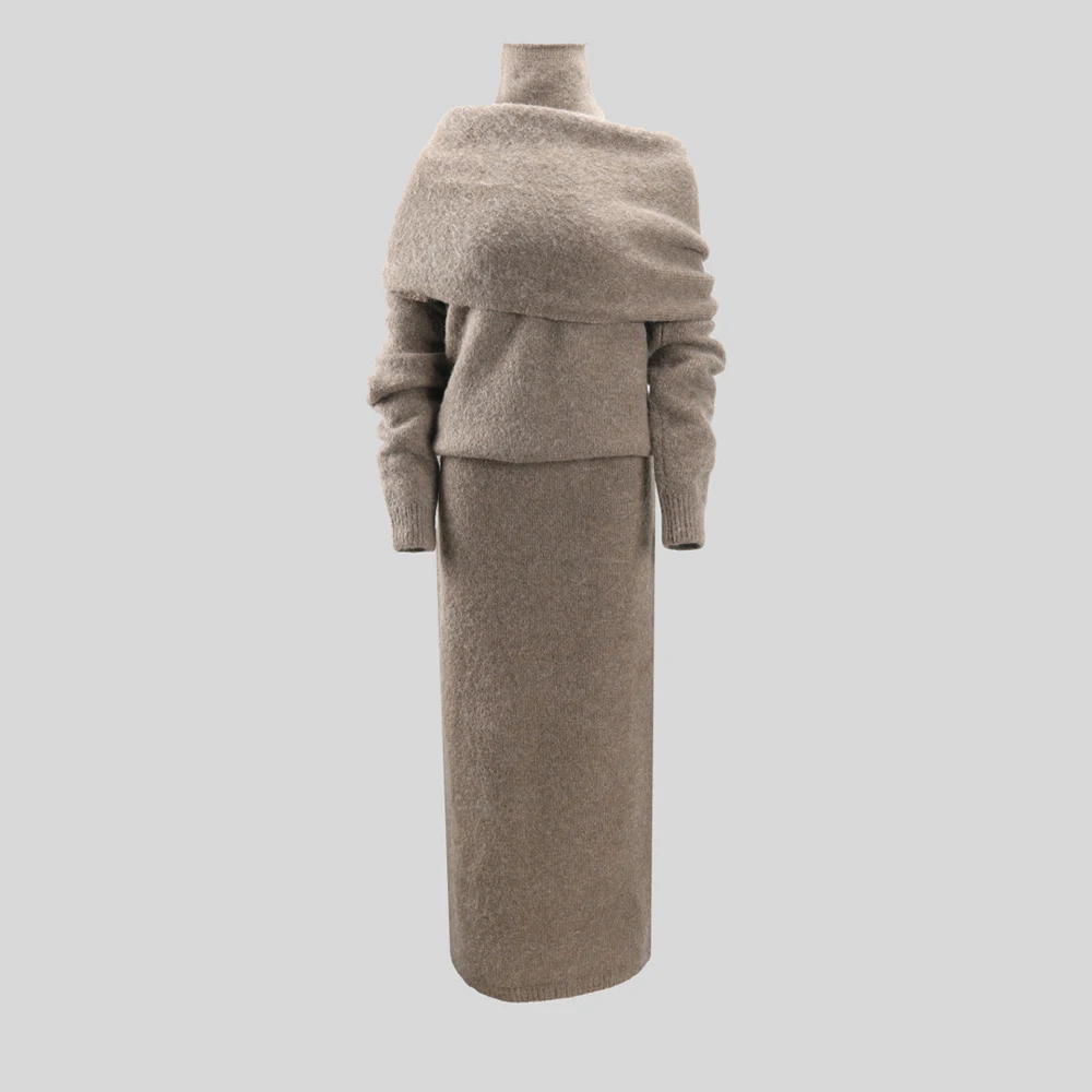 Damenrock aus Wollmischung, eleganter, hoch taillierter, gerader Rock mit Rückenschlitz, kann mit einem Oberteil 2025, Winterneu gepaart werden