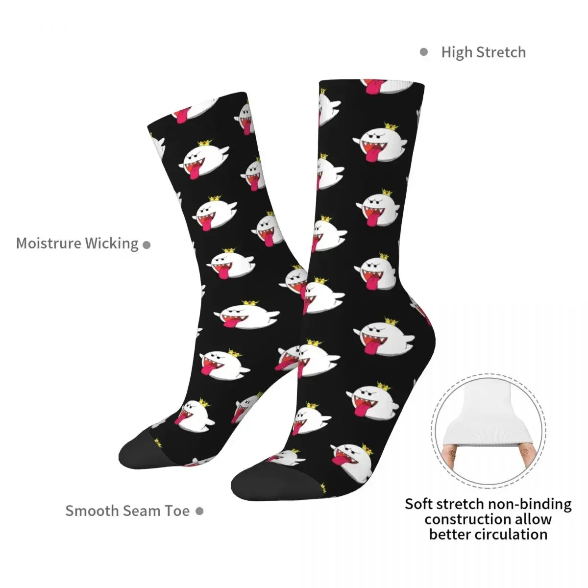 King Boo Face Socks Harajuku High Quality Stockings All Season Long Socks Accessories for Man's Woman's Birthday Present