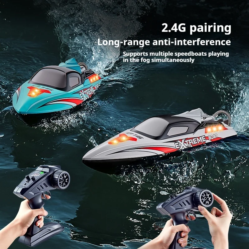 HJ816 Brushless RC Boat 2.4GHz 55KM/H High Speed Remote Control Racing Speedboat with LED Night Light Water Hobby Toy