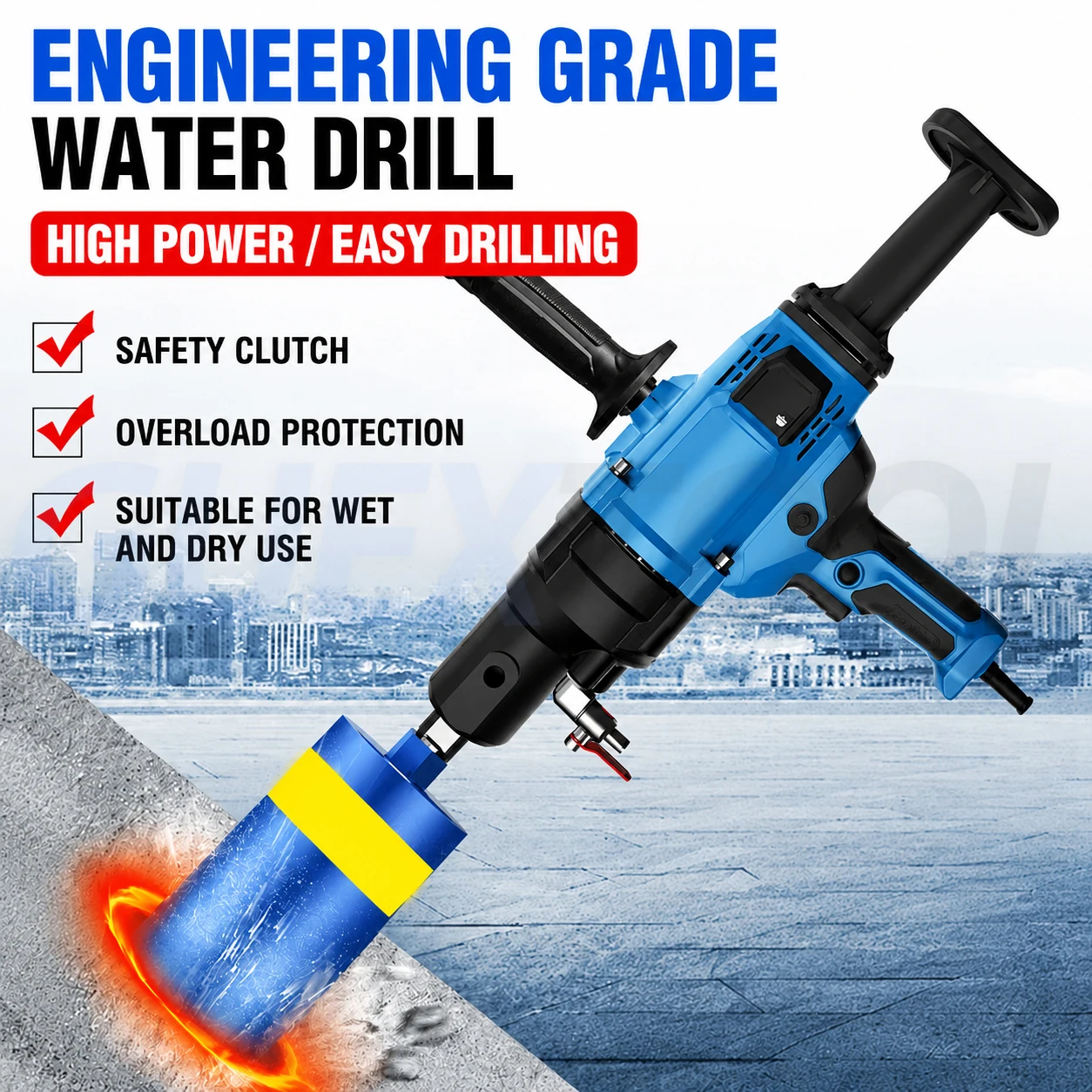 Lightweight Water Drilling Machine Electric Hole Opener Handheld Wet And Dry Use Air Conditioning Concrete Drilling Machine