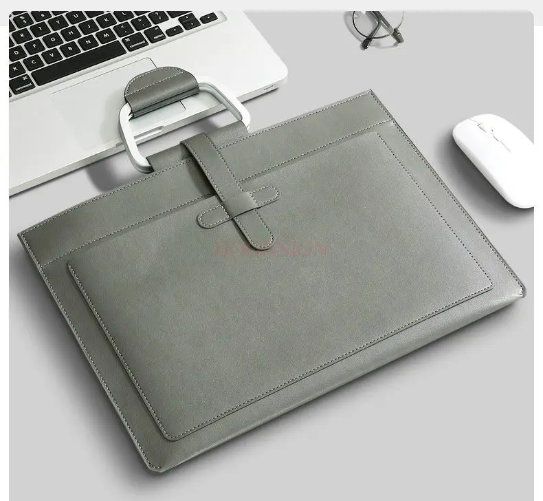 Handheld file bag A4 leather business file bag, document bag, bill storage bag, multi-layer folder, thickened waterproof office view 4