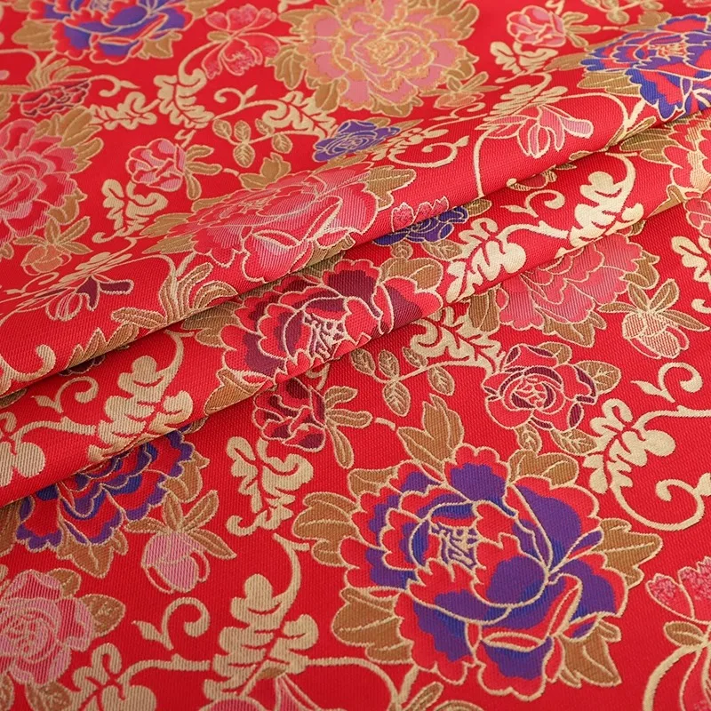

Цветок пиона, новый китайский стиль, парча Yun, золотое плетение, жаккардовая ткань, роскошная для жилета и верхних швейных аксессуаров, оптовая продажа