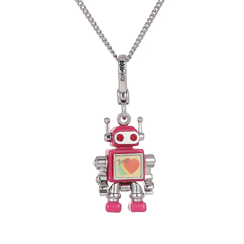 1Pc Printed Letter Love Movable Small Robot Pendant,Girls Clothing Accessories Necklace,Christmas Decoration Party Jewelry Props