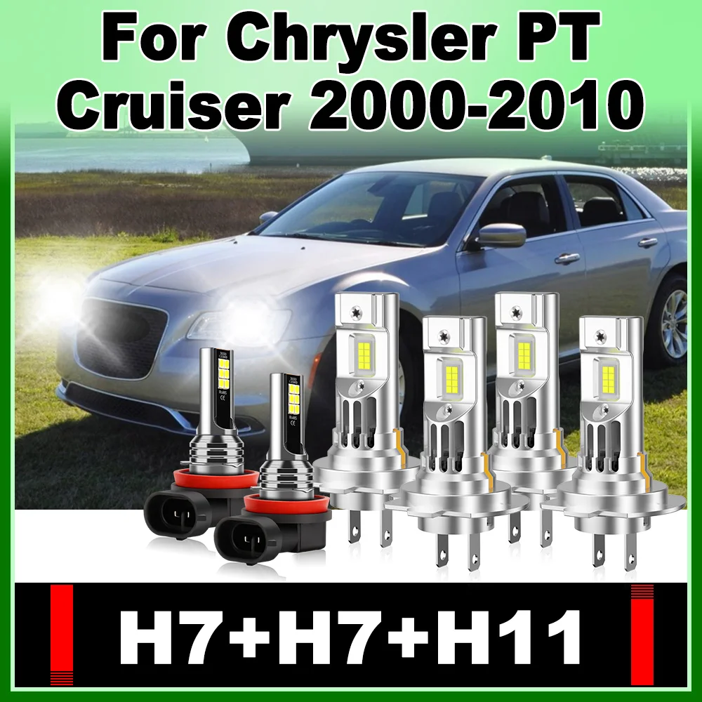 

LED High Low Beam Headlight With Fan Fog Light 6000K High Brightness For Chrysler PT Cruiser 2000-2010 Canbus Turbo Car Headlamp